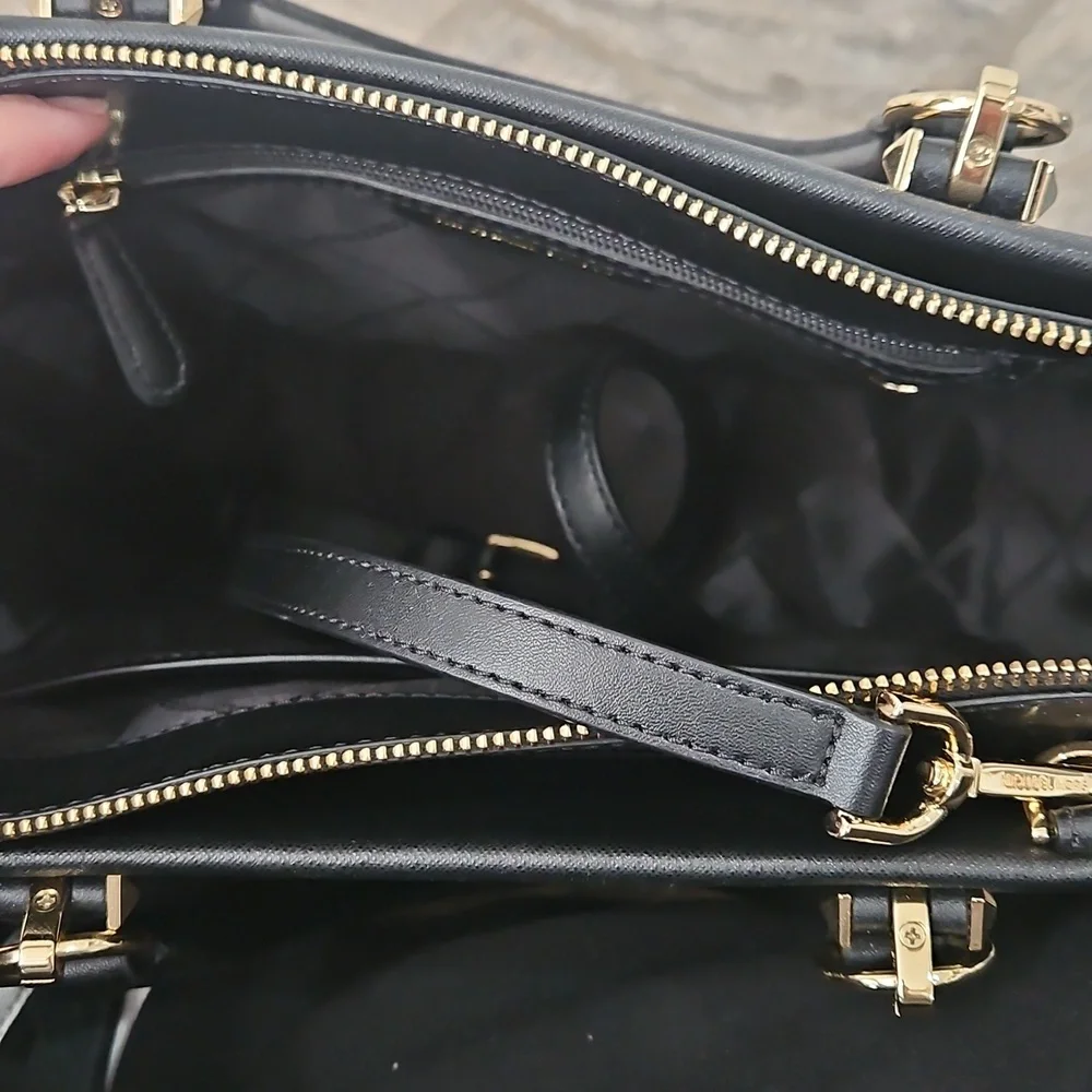 NEW MICHAEL Michael Kors Marilyn Medium Leather Satchel Black - Picture 6 of 8